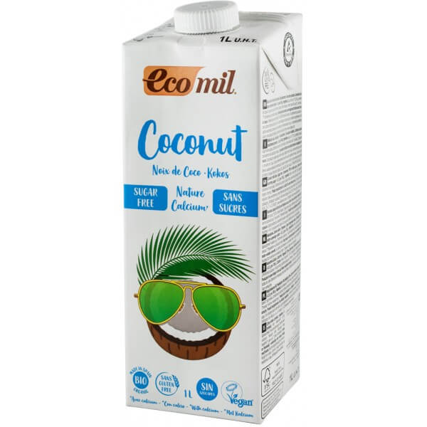 Bautura de cocos cu calciu, fara zahar, ecologica, 1l, ecomil 1