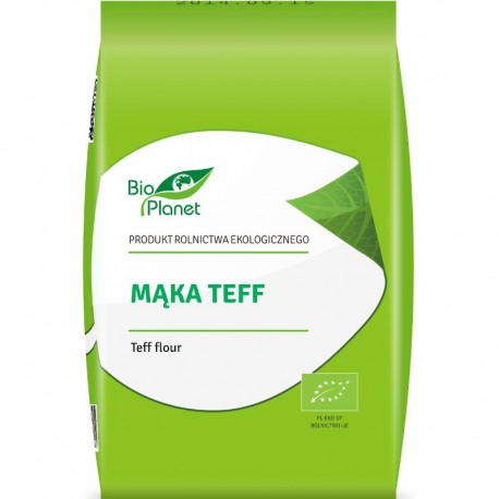 Făină de mei etiopian Teff Bio 400g Bio Planet ambalaj verde.