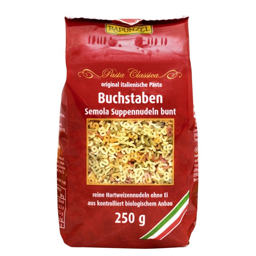 Pachet 250g Fidea supa litere colorate Rapunzel, bio, tradiție italiană.