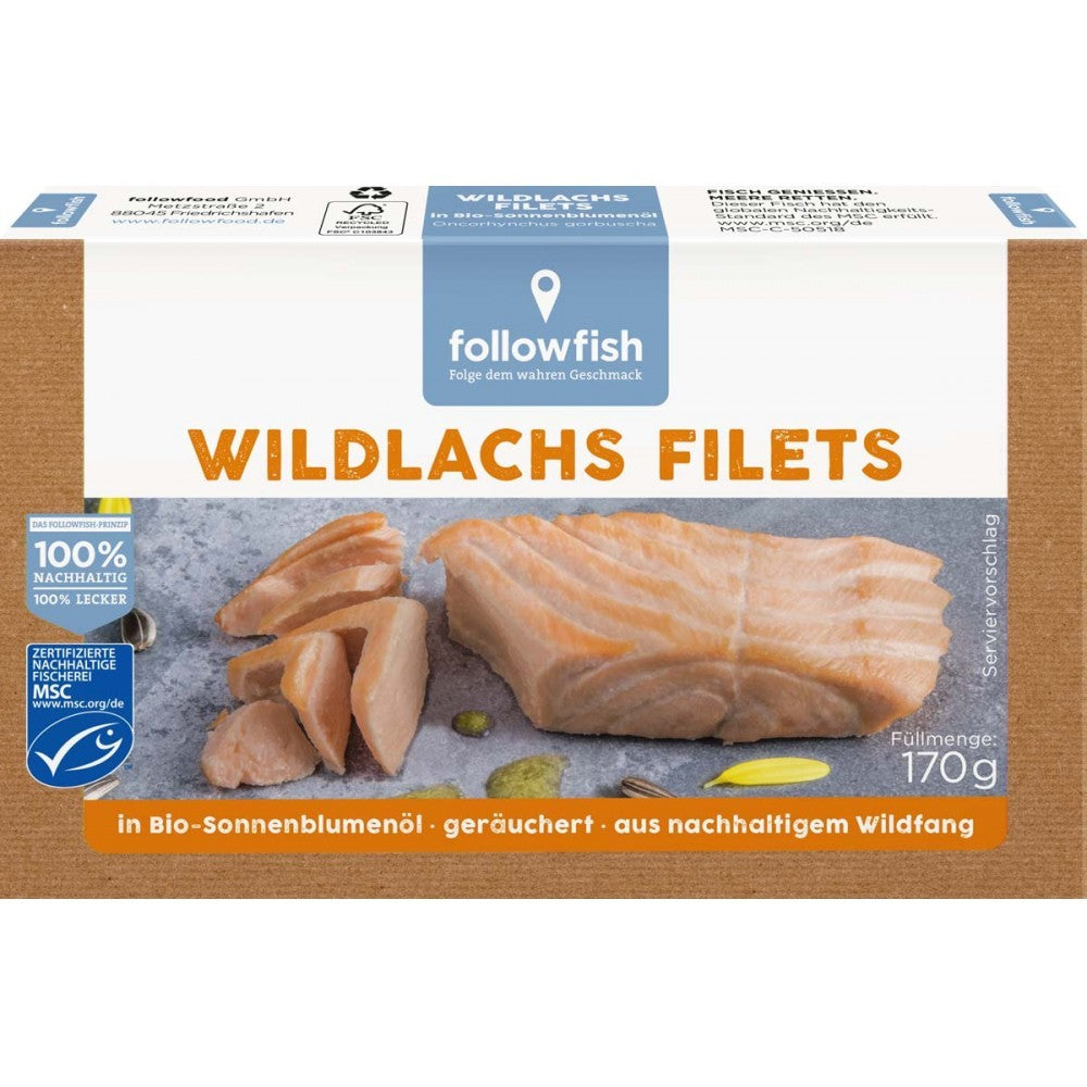File de somon salbatic in ulei de floarea soarelui 170g Followfish