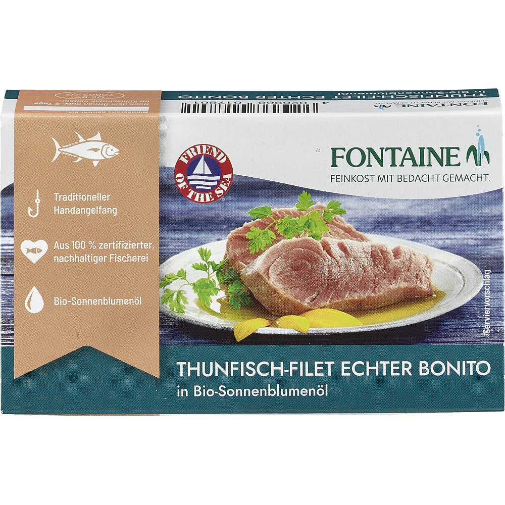 File de ton in ulei de floarea soarelui ecologic 120g Fontaine
