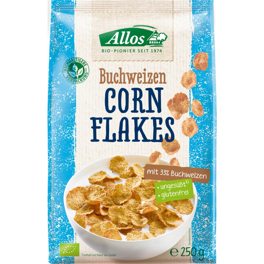 Fulgi bio din hrisca si porumb fara gluten, 250g, allos