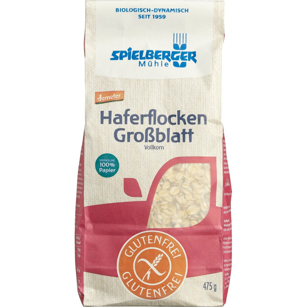Fulgi mari de ovaz bio integrali FARA GLUTEN Demeter 475g Spielberger