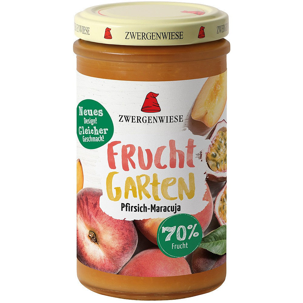 Gem de piersici si maracuja indulcit cu nectar de agave fara zahar bio, 225g, zwergenwiese