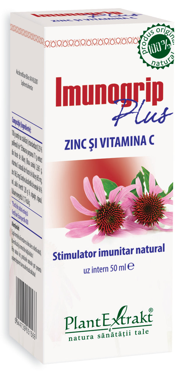Imunogrip plus zinc și vitamina C, flacon albastre, 50 ml, Plantextrakt.