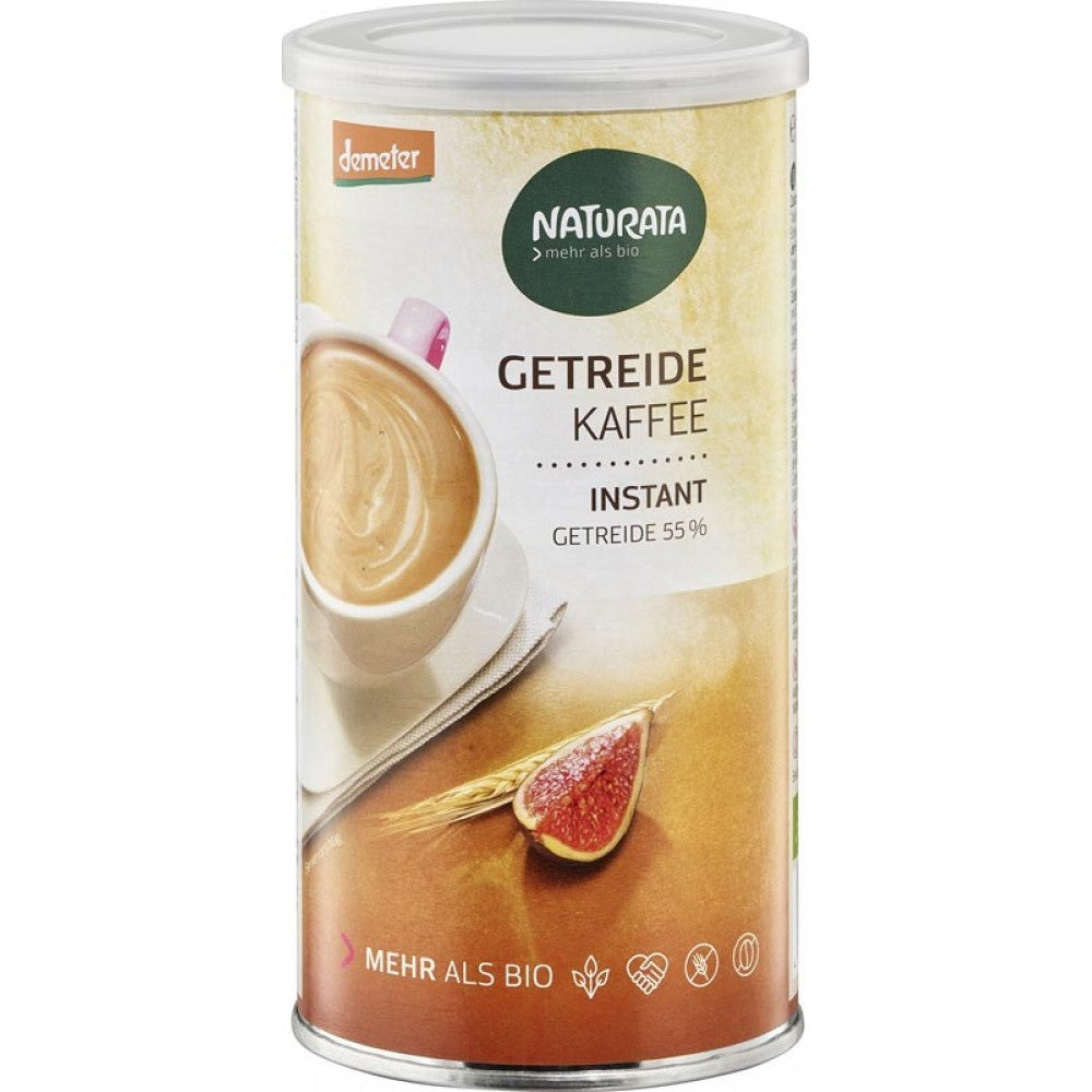 Inlocuitor cafea instant Naturata bio, 100g, pachet metalic, design atractiv, fig și spice pe ambalaj.
