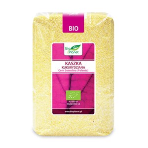 Mălai Bio 1kg Bio Planet, ambalaj roz și galben, produs ecologic.