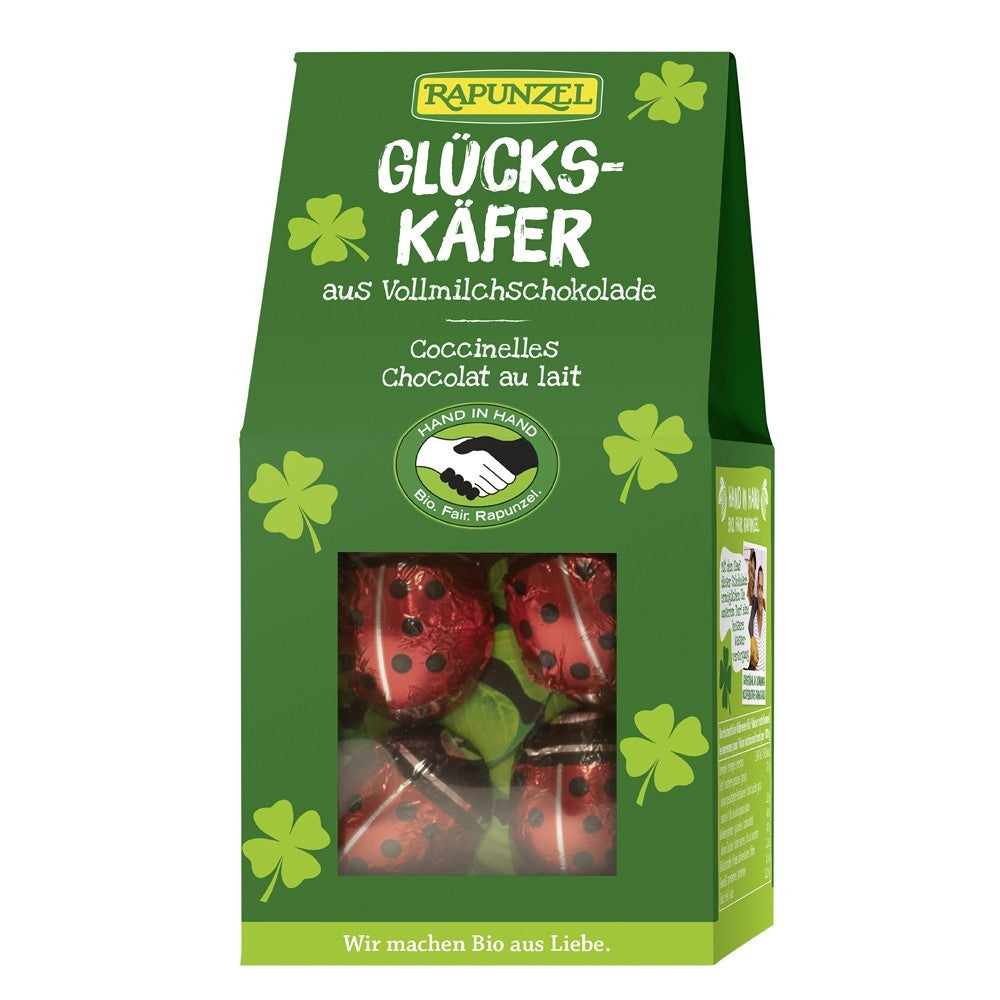 Mamarute din ciocolată bio 100g Rapunzel, ambalaj verde cu ferestruică.