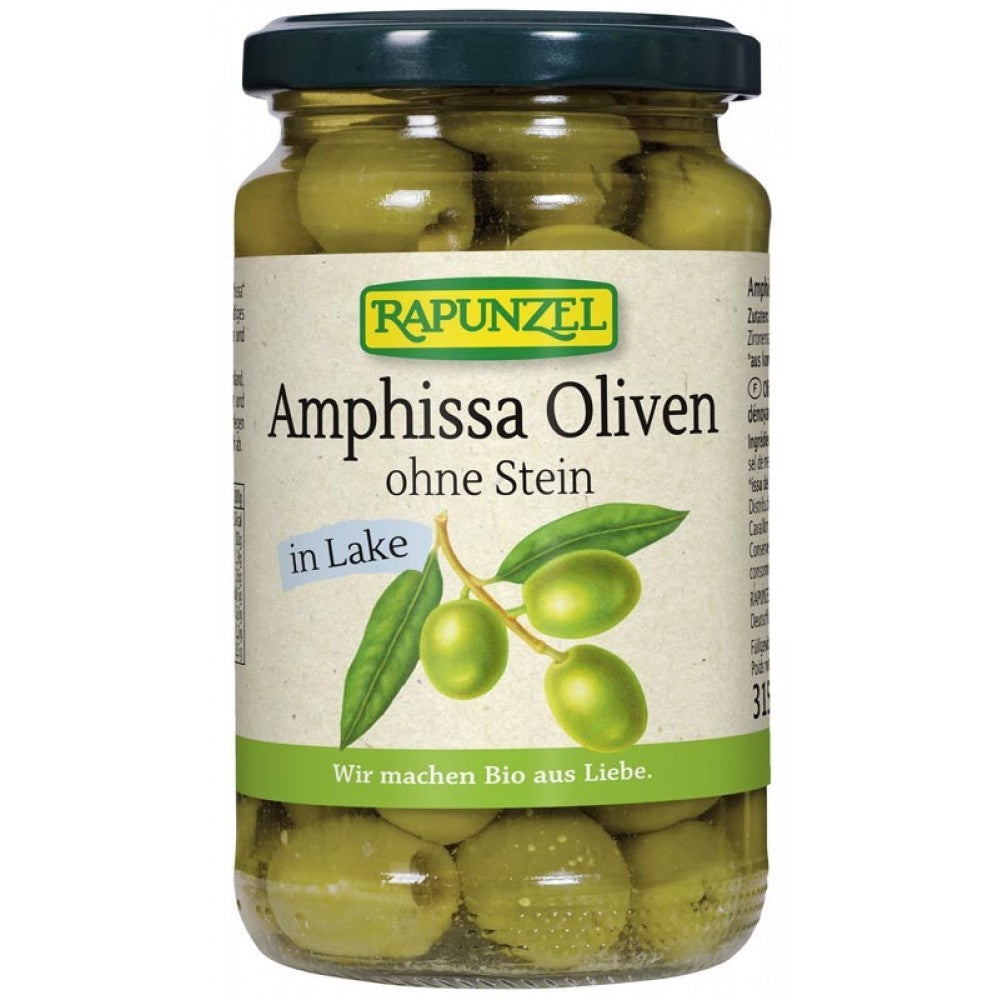 Masline Amphissa bio verzi fara samburi in saramura 315g Rapunzel