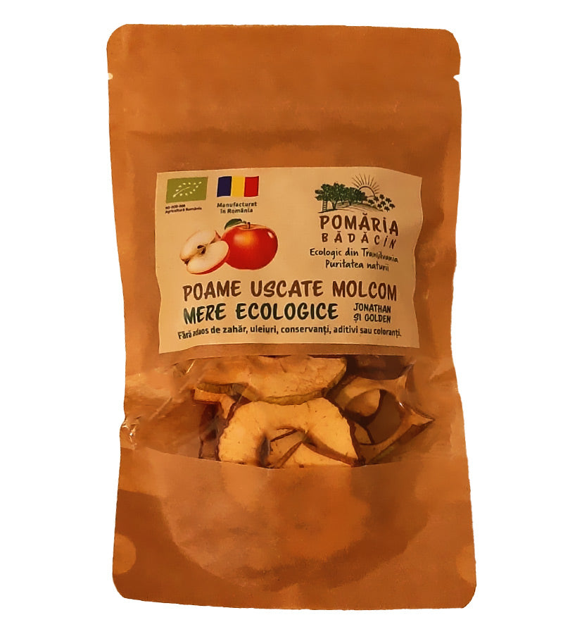 Mere uscate bio, fara adaosuri, eco, 50g, punga maro, Pomaria Badacin.