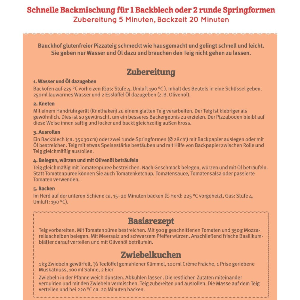 Mix de faina pentru pizza fara gluten 350g BauckHof