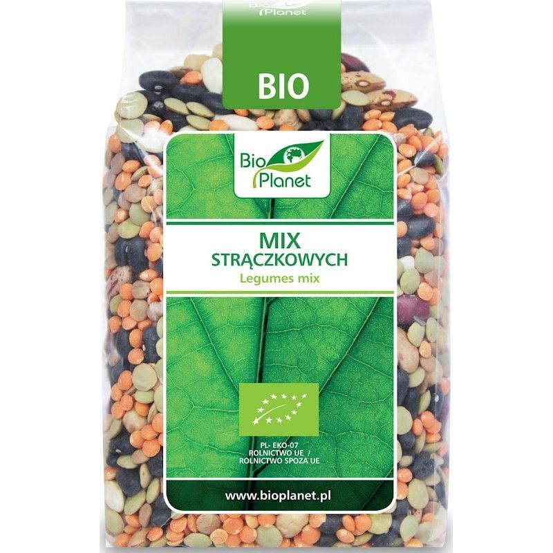Mix Leguminoase Bio 400g Bio Planet în ambalaj, diverse culori de fasole și linte ecologice.