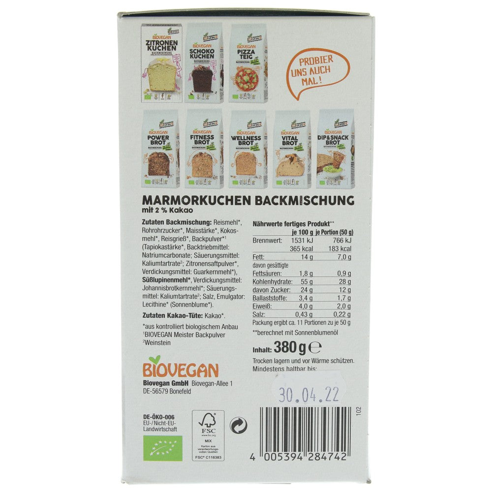 Mix pentru chec marmorat fara gluten, 380g, biovegan