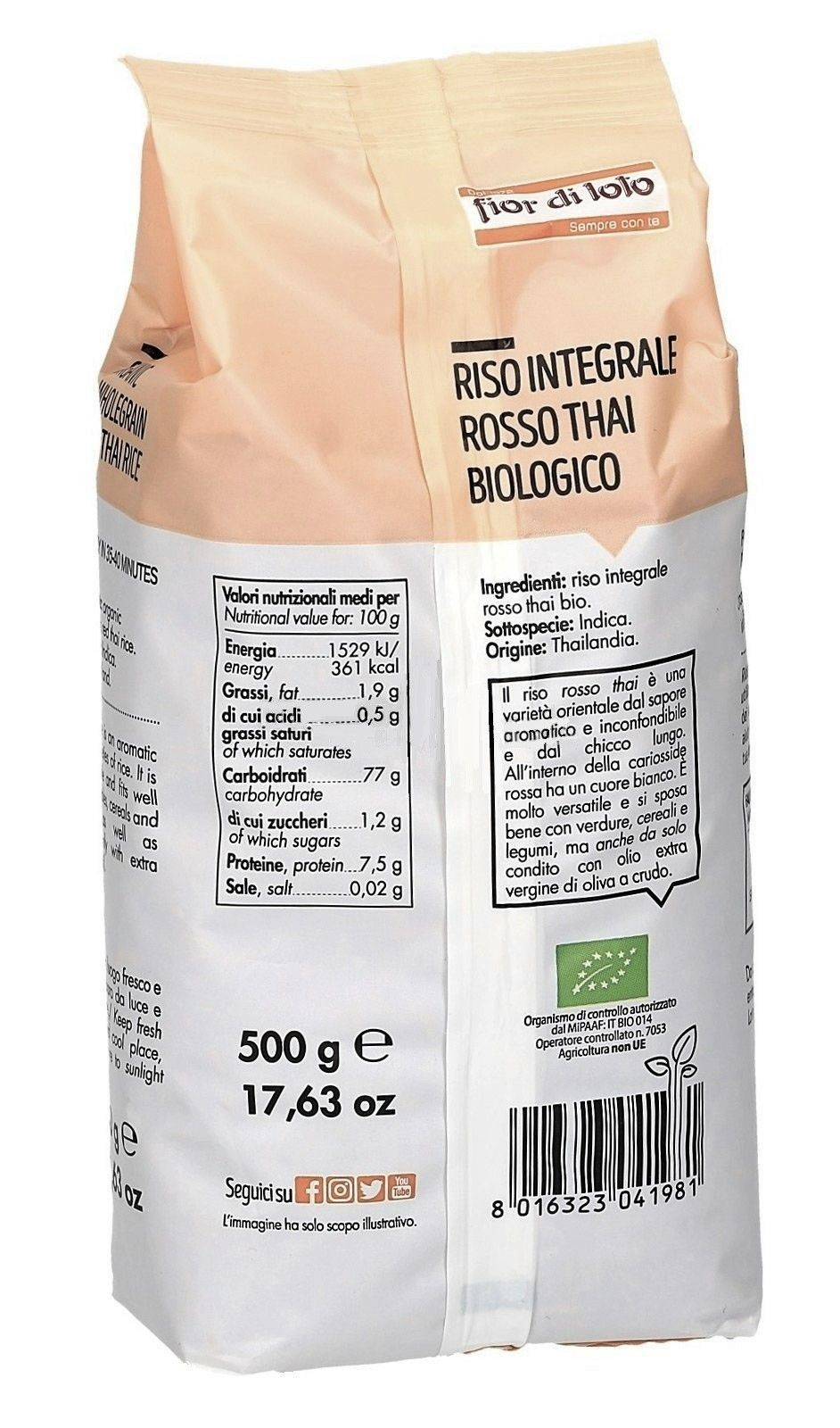Orez rosu thai integral bio, 500g, fior di loto