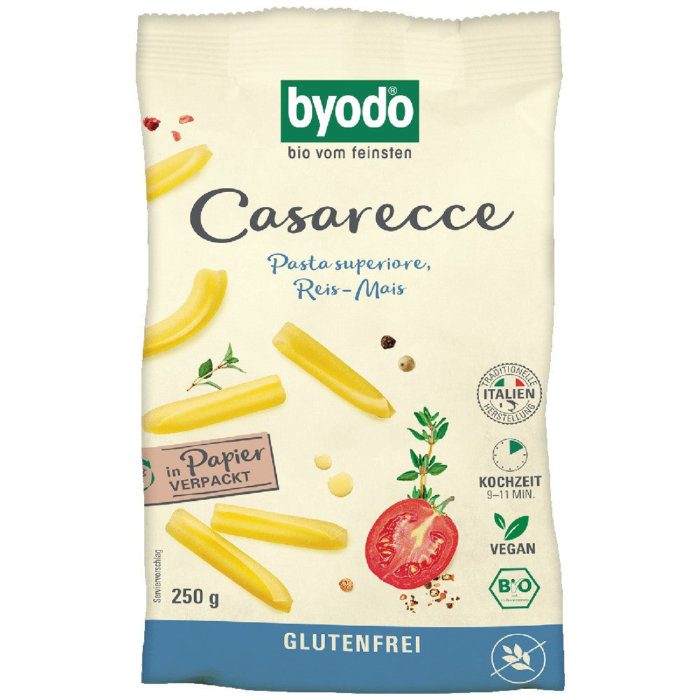 Paste bio casarecce din porumb si orez fara gluten 250g Byodo