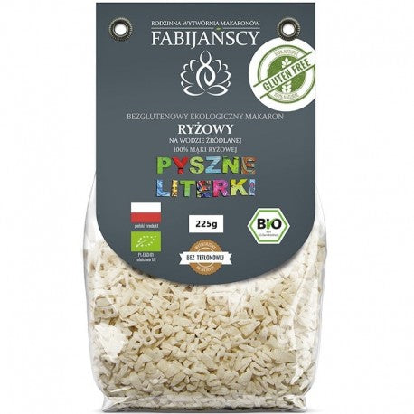 Paste fără gluten din orez alb sub formă de litere, pachet Fabijansky 225g
