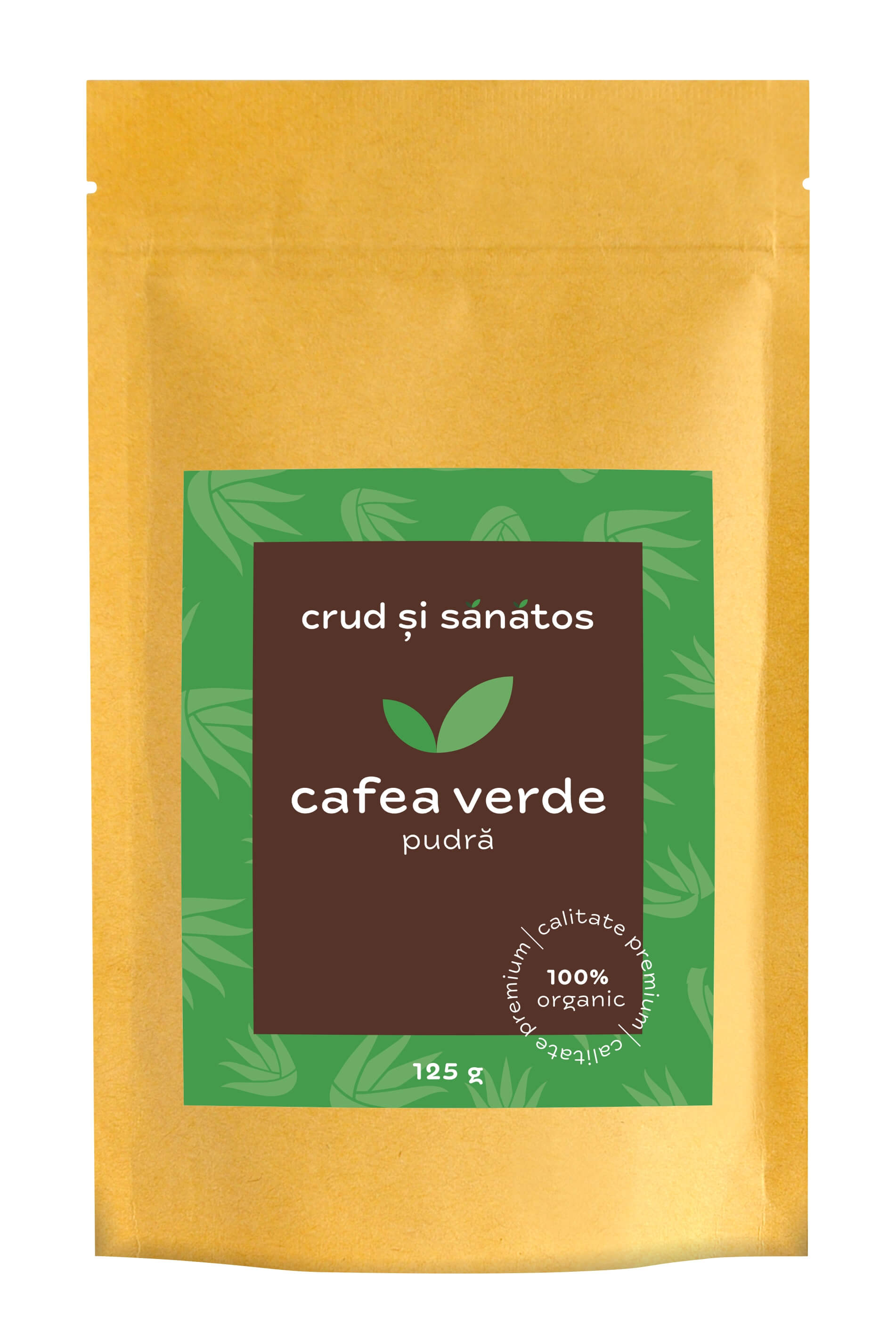 Cafea verde pudra, bio, 125g, crud si sanatos