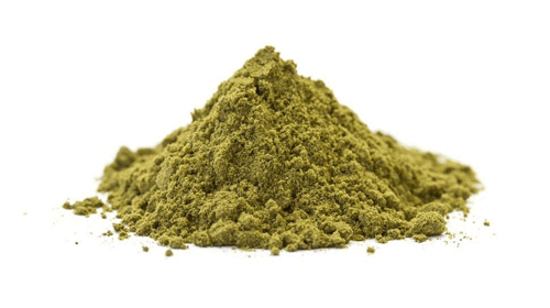 Pudră proteică verde din semințe de cânepă bio, 250g, vedere laterală.