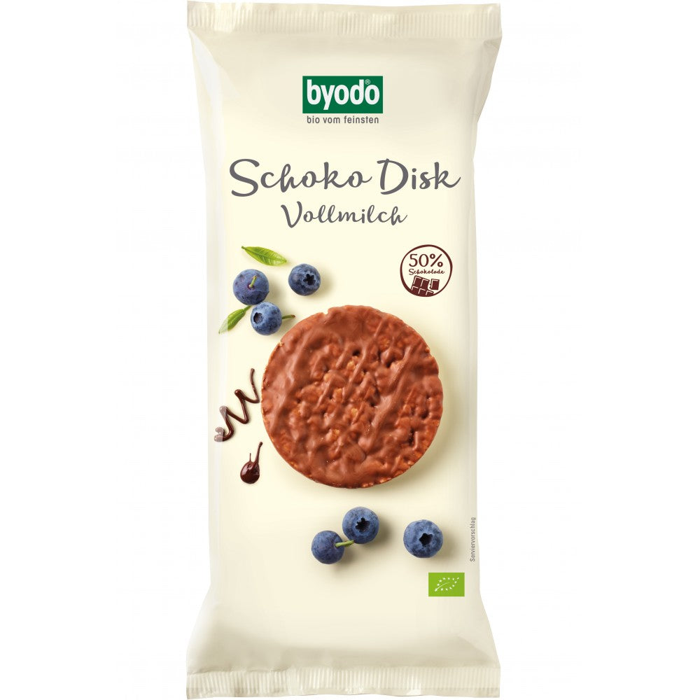 Rondele bio din orez integral cu ciocolata cu lapte 65g Byodo