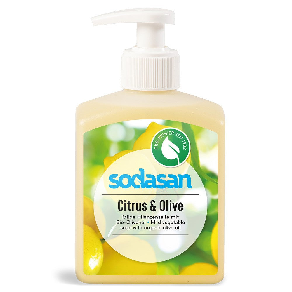 Sapun lichid cu lamaie si masline, 300ml, sodasanSapun lichid gel de dus, bio, citrice masline, 300ml, sodasan