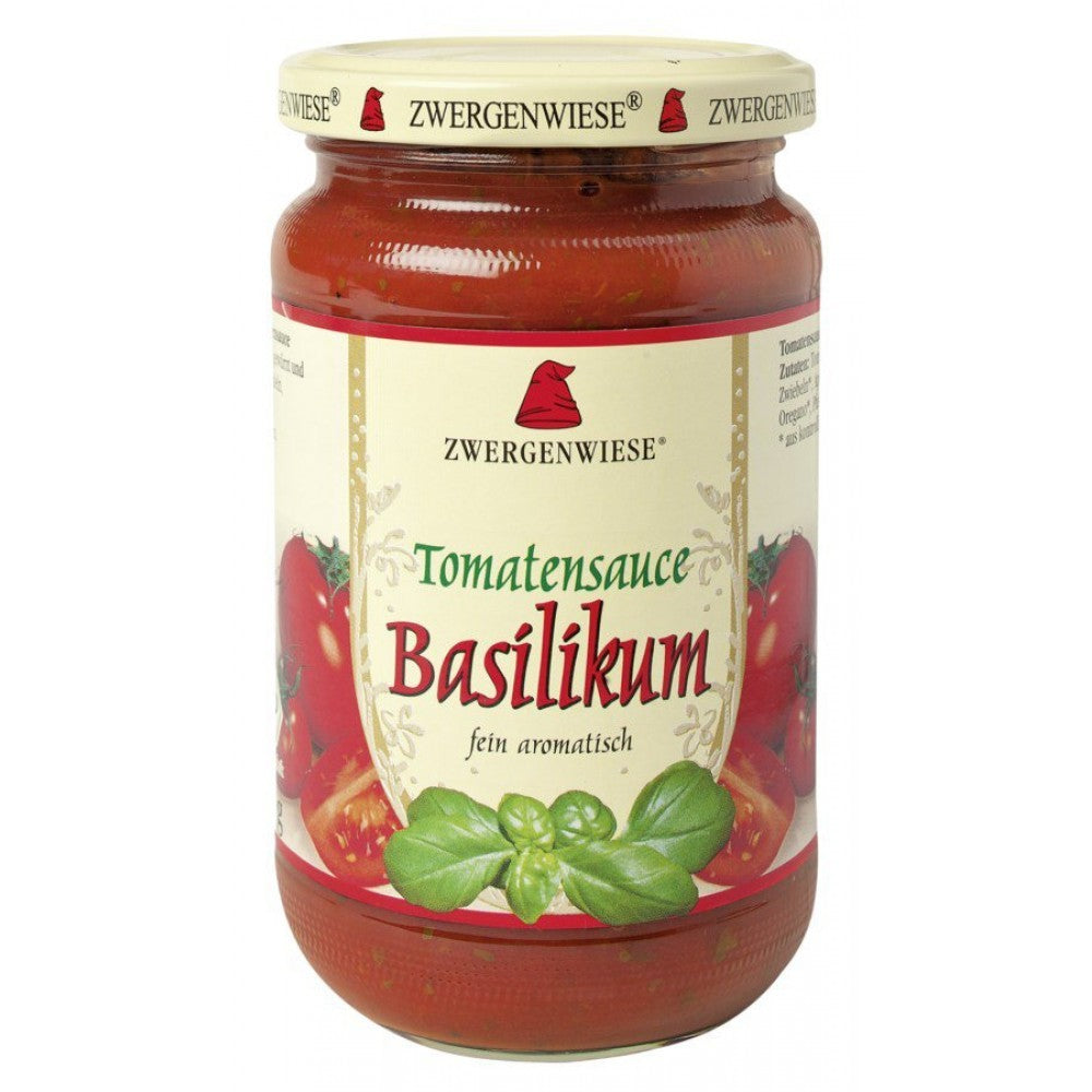Sos de tomate cu busuioc, bio, 340g, zwergenwiese