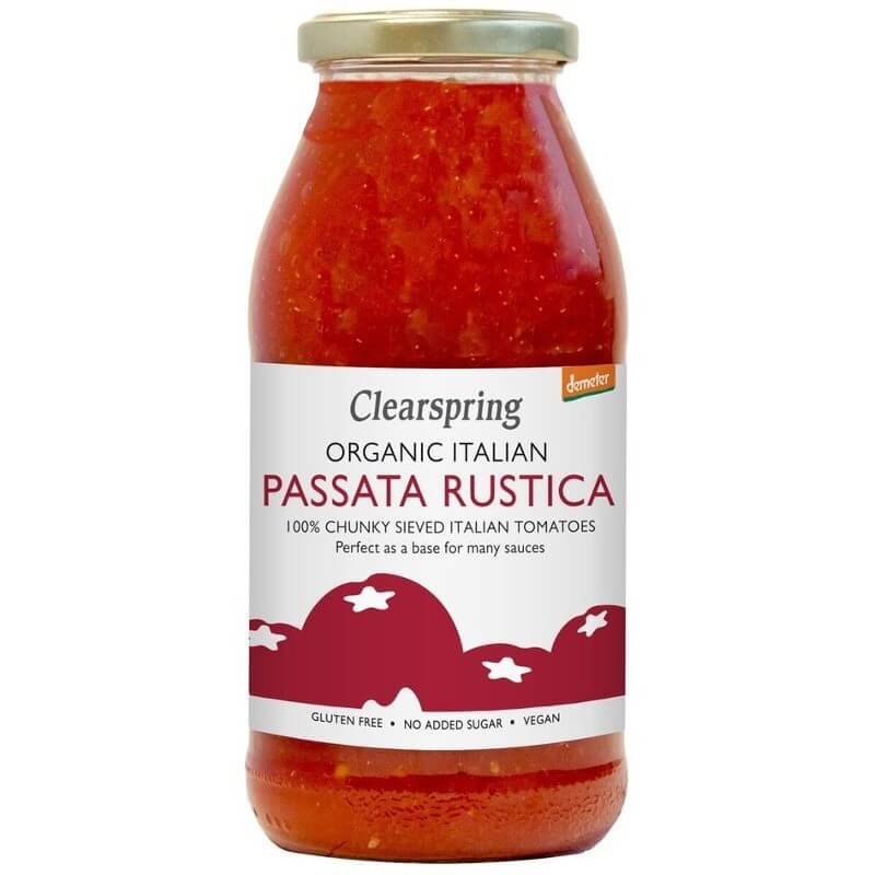 Sos Roșii Passata Rustica Clearspring, ecologic, 510g, fără gluten, vegan.