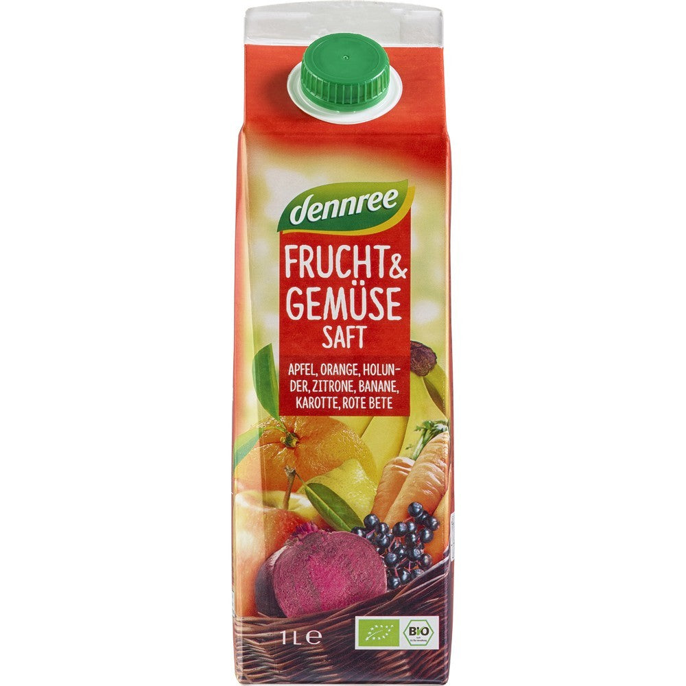 Suc rosu bio de fructe si legume , 1l, dennree