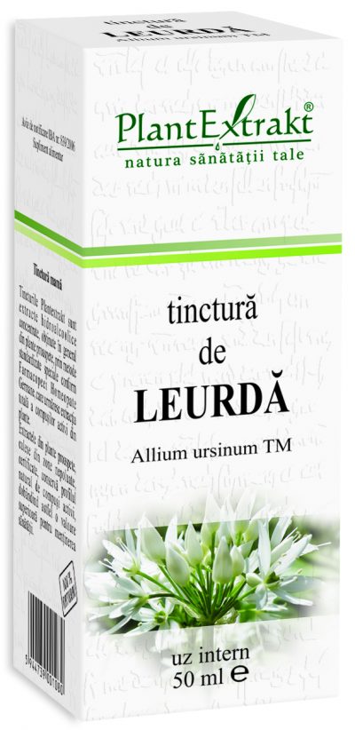 Cutie albă cu verde, Tinctură de Leurda, 50 ml, PlantExtrakt, imagine leurdă jos.