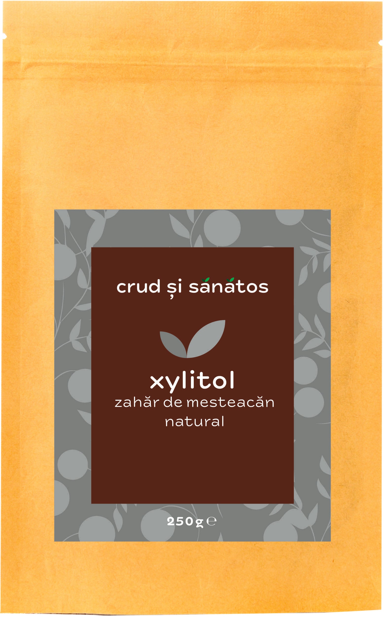 Pungă Xylitol zahăr de mesteacăn natural, ambalaj maro 250g.