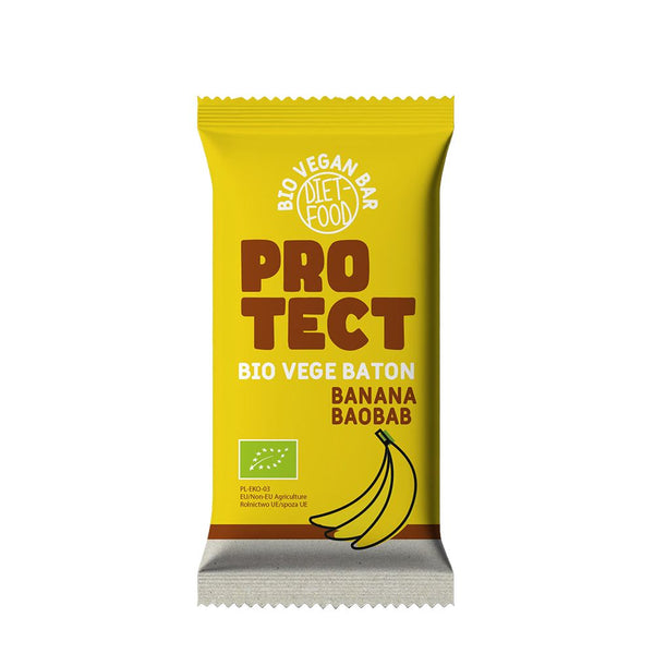  PROTECT - Baton vegan bio cu banane si boabab 35g, DIET FOOD