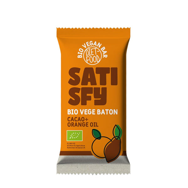  SATISFY - Baton vegan bio cu ciocolata si portocale 35g, DIET FOOD