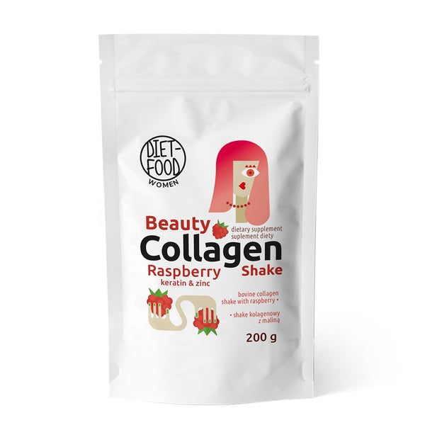  Beauty Colagen Shake cu zmeura 200g, DIET-FOOD