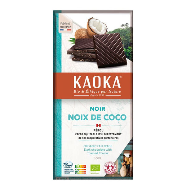  Ciocolata neagra 58% cu cocos 100g, BIO, KAOKA