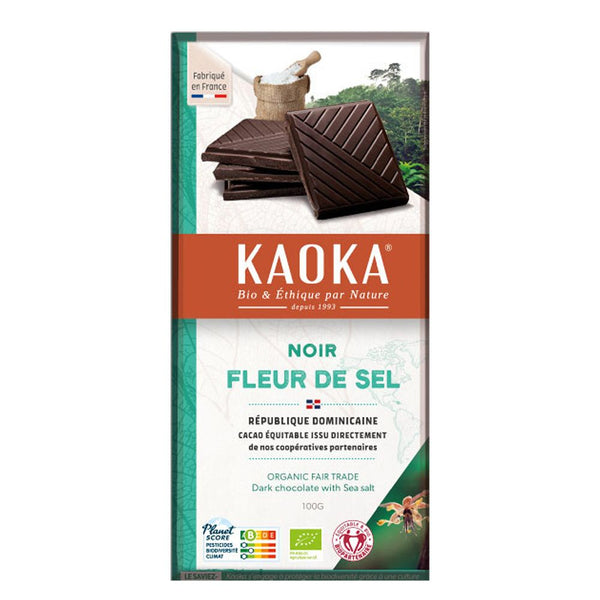  Ciocolată neagră 70% cu flori de sare 100g, BIO, KAOKA