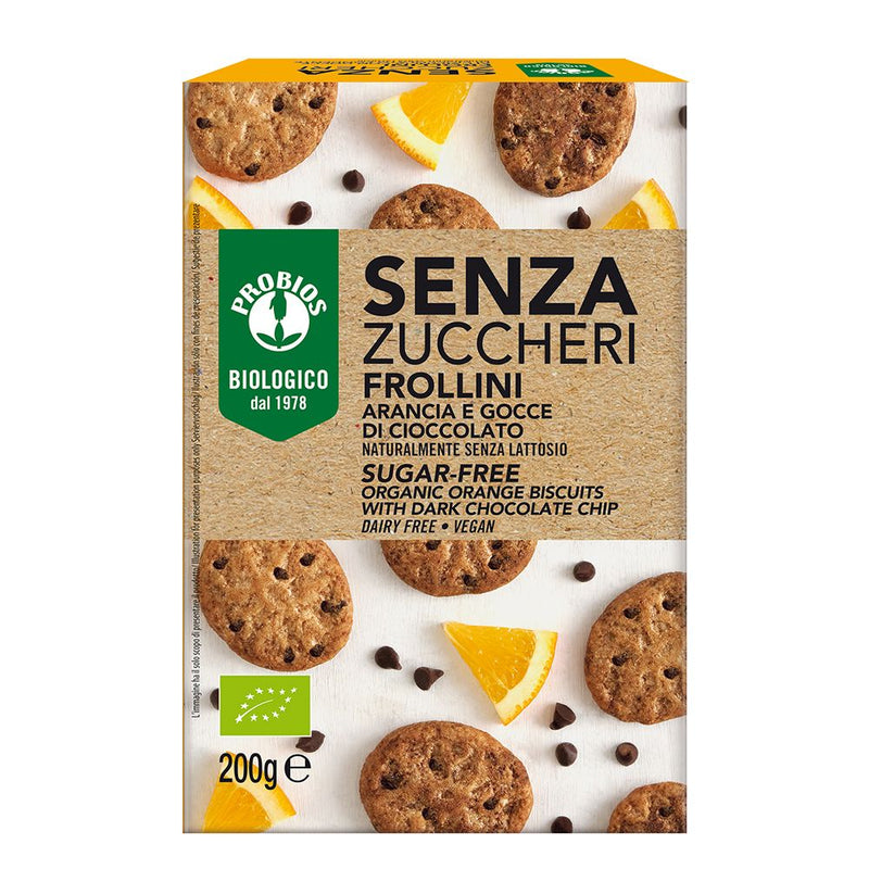 Biscuiti fara zahar cu portocale si pepite de ciocolata bio, 200g, Probios 1