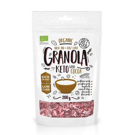 Keto Granola bio cu cacao 200g, Diet Food