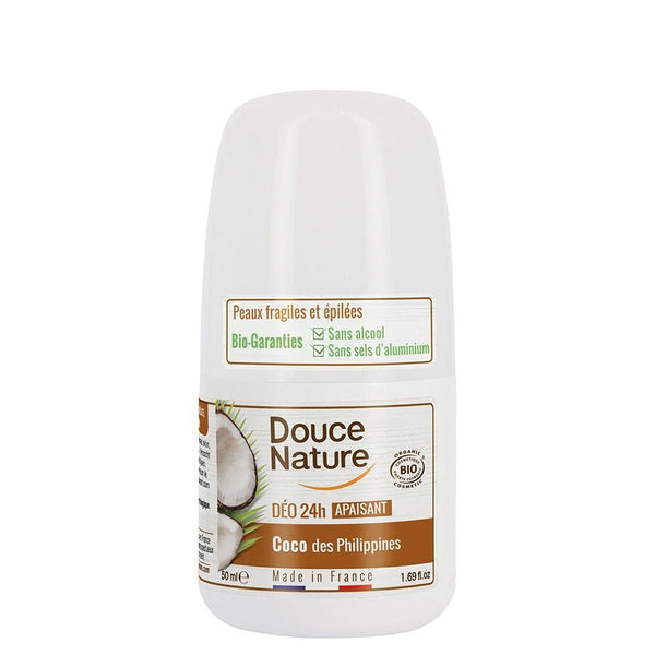  Deo roll-on calmant cu cocos - piele sensibila, epilata 50ml, BIO, Douce Nature