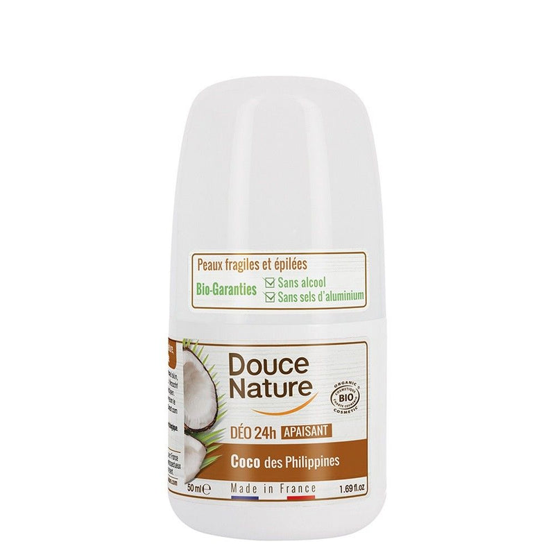 Deo roll-on calmant cu cocos - piele sensibila, epilata 50ml, BIO, Douce Nature 1