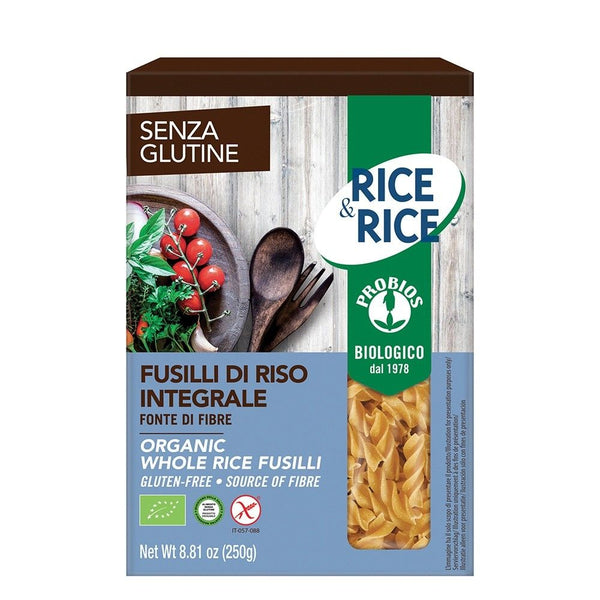  Fusilli de orez integral - fara gluten 250g, BIO,Probios