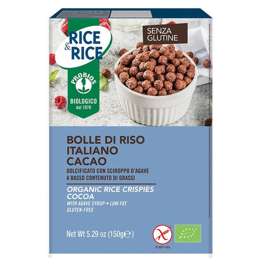 Bilute de orez cu cacao fara zahar, fara gluten, bio, 150g, Probios
