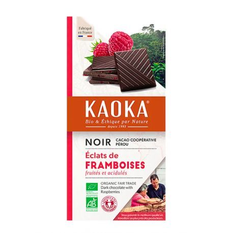  Ciocolata neagra 58% cu zmeura 100g, BIO, KAOKA