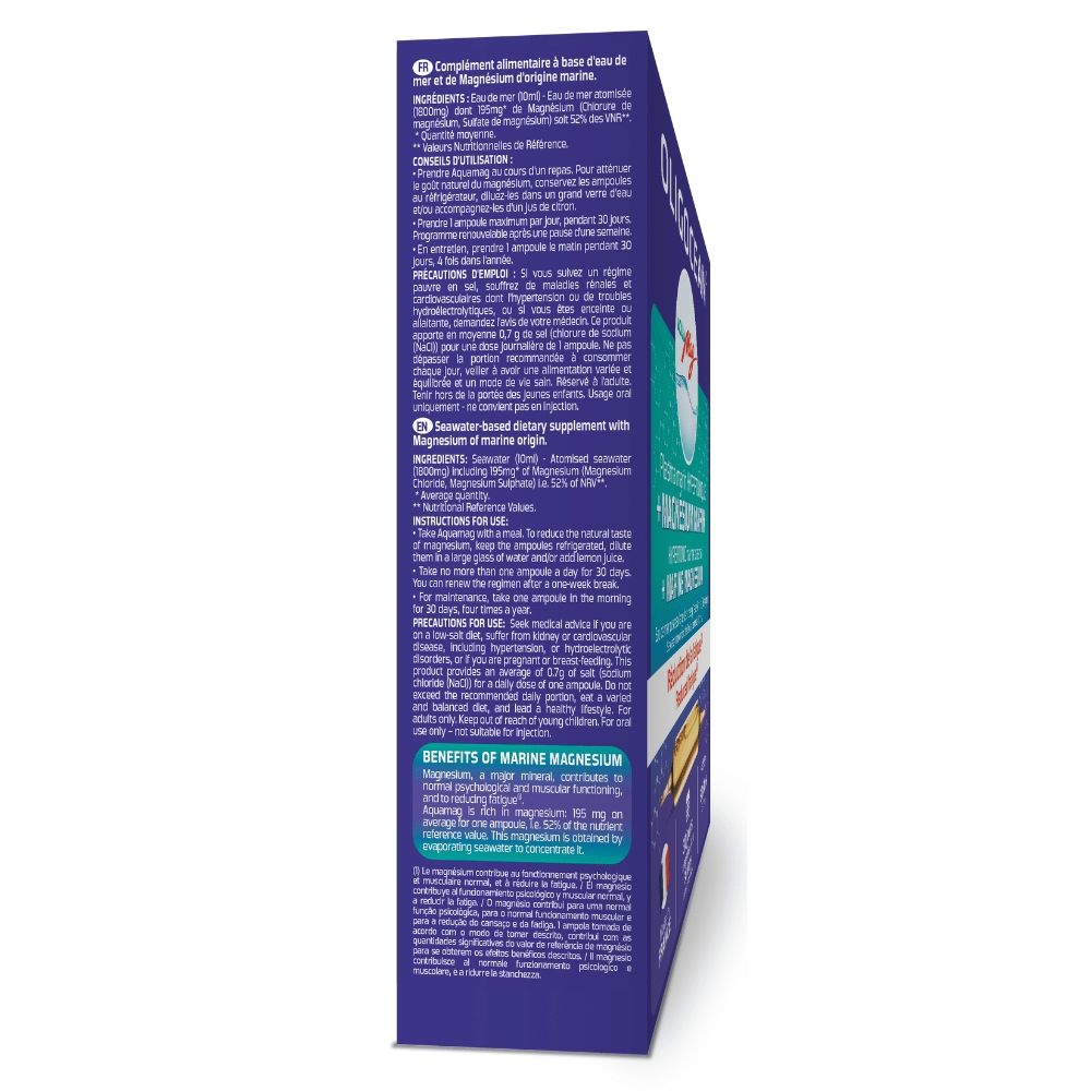 Magneziu marin hipertonic AquaMag - Oligocean, 30 fiole x 10ml, 300ml, Laboratoires SuperDiet