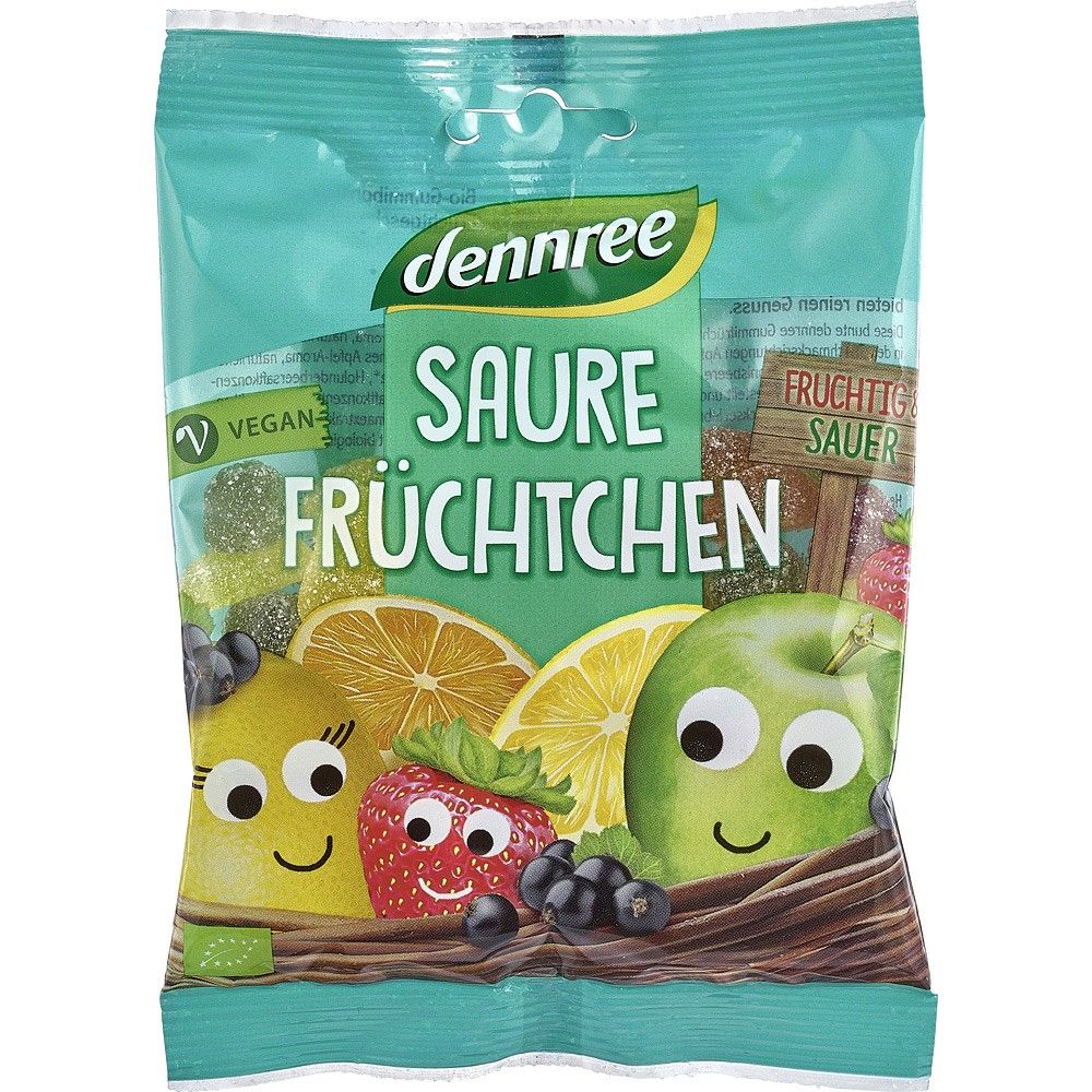 Jeleuri bio acrisoare cu fructe vegane 100g Dennree