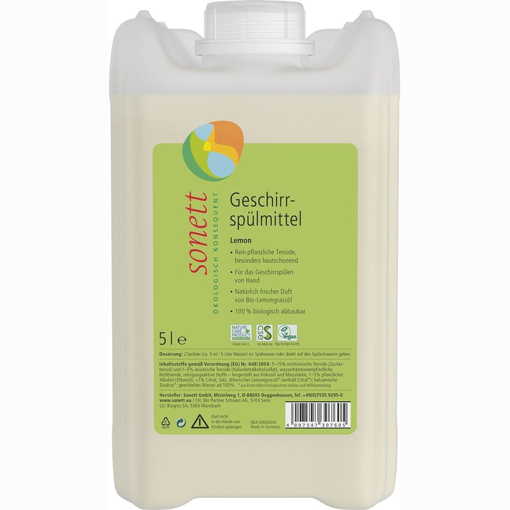 Detergent pentru spalat vase cu lamaie bio 5L Sonett