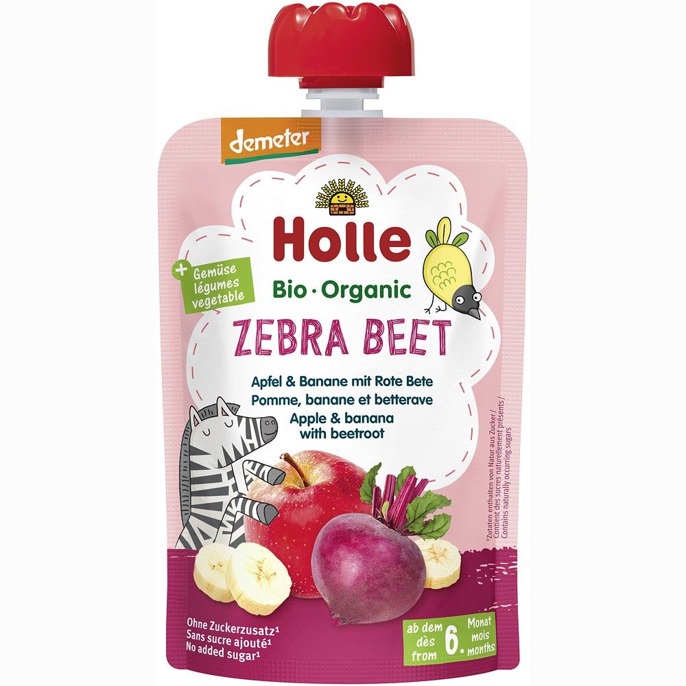 Piure de mere banane si sfecla rosie pentru copii 6luni 100g Holle