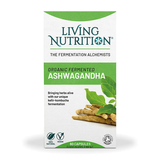 Organic Fermented Ashwagandha 600 mg Full Spectrum (60 capsule), Living Nutrition