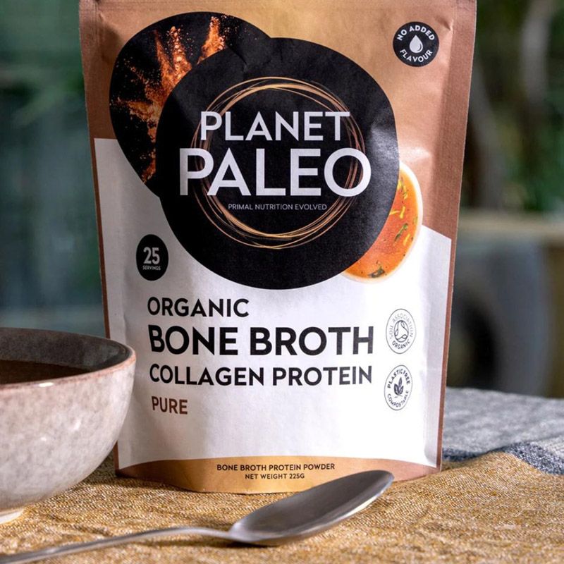 Organic Bone Broth proteina de colagen organic din supa de oase 225 grame (25 portii), Planet Paleo
