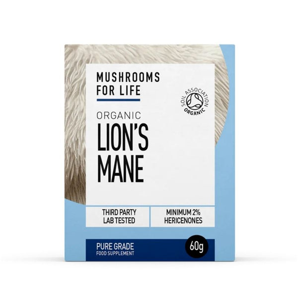  Organic Lions Mane Mushroom 1000 mg Pure Grade Extract Powder (60g), Mushrooms4Life