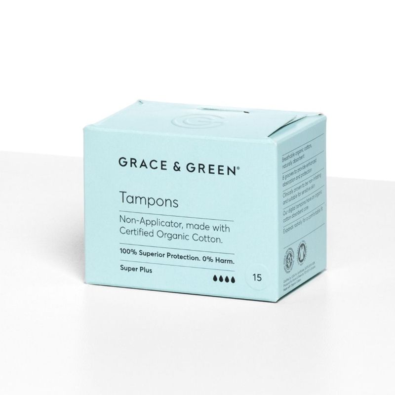 Tampoane din bumbac organic 100% Super Plus (15 buc), Grace and Green