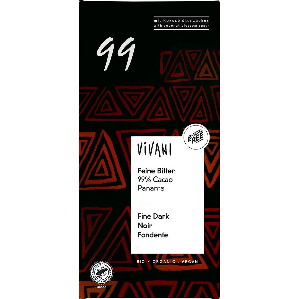 Ciocolata amaruie cu 99% cacao bio , 80g, Vivani
